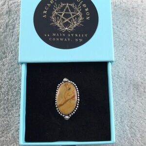 Large Stone Adjustable Ring set in 925 Sterling Silver New in Box